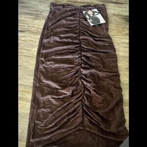 SK 50 NWT Naked Wardrobe Ruched Skirt Brown S